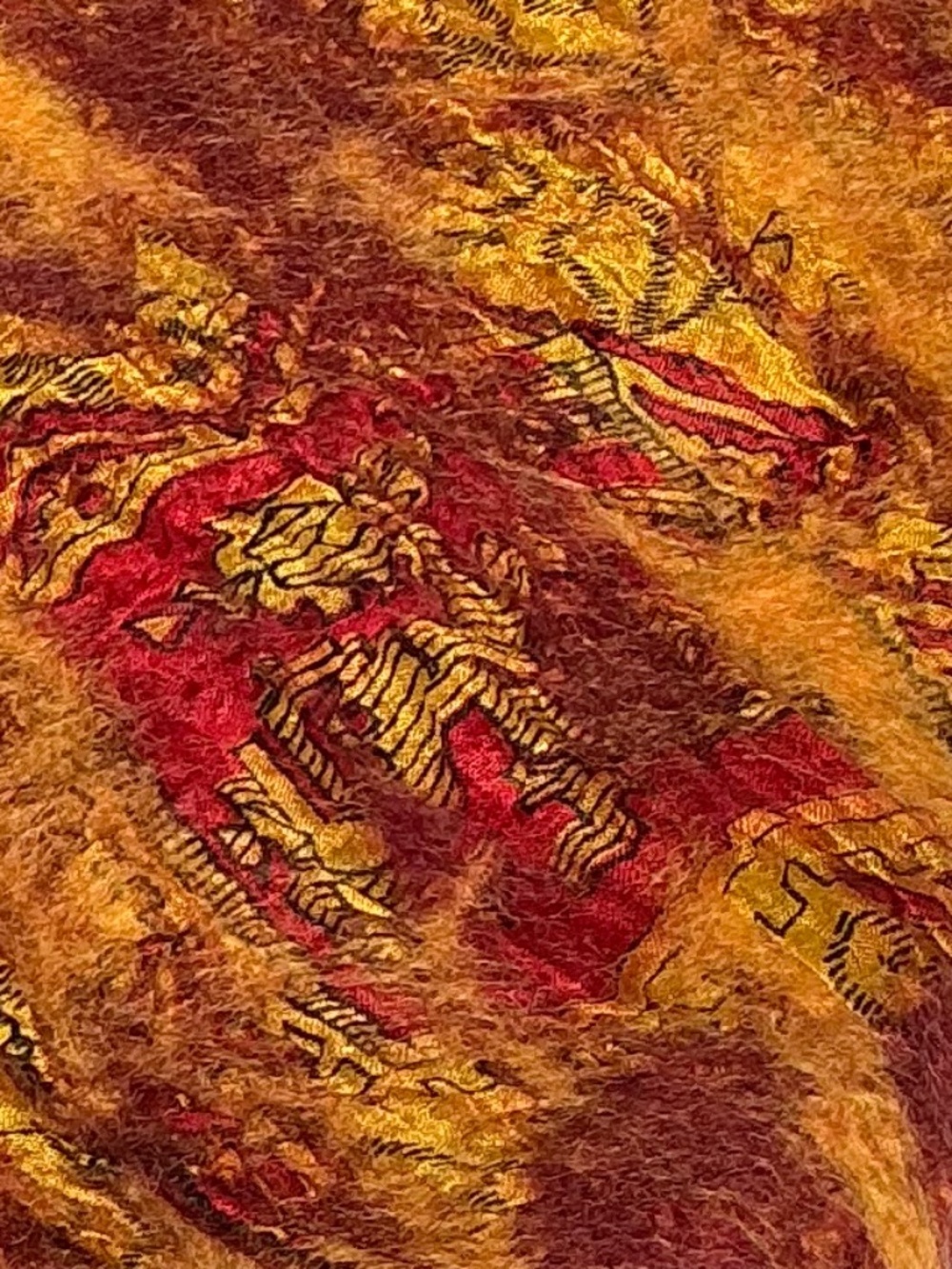 Handmade Nepal Nuno Felted Wool Silk Scarf Long Wrap Wearable Art Like New